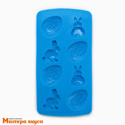 Форма для шоколада силиконовая (ХВ) ЯЙЦА -ЗАЙЦЫ, (8 ячеек), 10,6*20,7 см