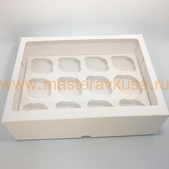 Коробка для 12 капкейков с окном, 330*250*100 мм (белая), PASTICCIERE