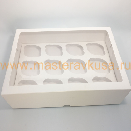 Коробка для 12 капкейков с окном, 330*250*100 мм (белая), PASTICCIERE