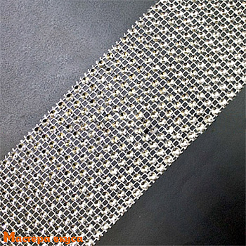 Лента  декоративная h~ 6см, со стразами СЕРЕБРО, 1 метр