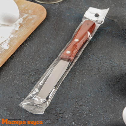 Палета прямая металлическая 10 см, с деревянной ручкой (спатула)