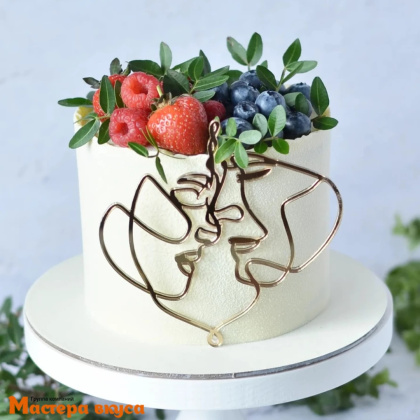 Зеркальное украшение КОНТУР ЛИЦ (ОН И ОНА), золото, ~11*15 см (без палочки)