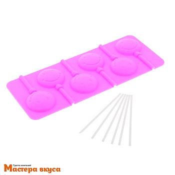 Форма для леденцов силиконовая СМАЙЛ, (6 ячеек) d~4см (9,5*24см)