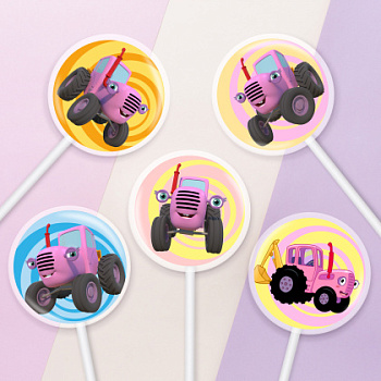 Фотопечать Синий трактор, для леденцов, № 36