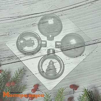 Форма для шоколада пластиковая (НГ) НОВОГОДНИЕ ШАРЫ D-5 см (4 фигуры) 