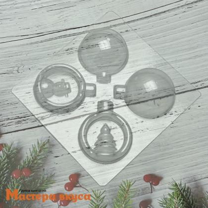 Форма для шоколада пластиковая (НГ) НОВОГОДНИЕ ШАРЫ D-5 см (4 фигуры) 