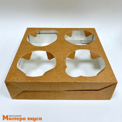 Держатель для ТРАЙФЛОВ (на 4 стакана) крафт