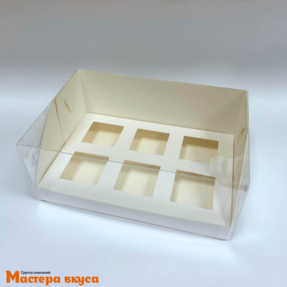 Коробка для  6 креманок, 235*160*100 мм (белая) РОНДО