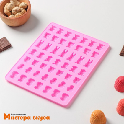 Форма для мармелада и шоколада силиконовая ЗООПАРК, (49 фигур) 18,5*15*0,5 см