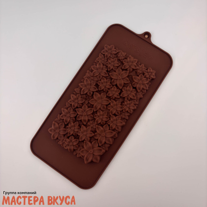 Форма для шоколада силиконовая, плитка ЛИЛИИ, 222*102мм