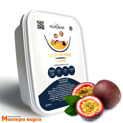 Пюре замороженное МАРАКУЙЯ с сахаром AGROBAR 0,25 кг