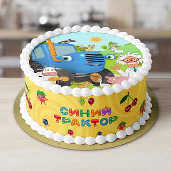 Фотопечать Синий трактор, для торта, № 1