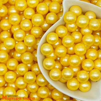 Посыпка Шарики сахарные Жемчуг ЖЕЛТЫЙ перламутр (10мм), 25 гр