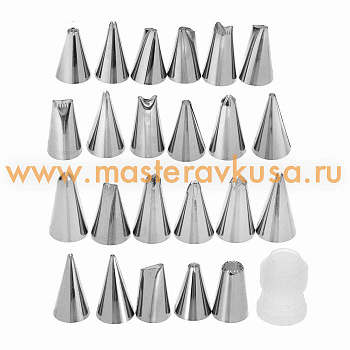 Набор кондитерских насадок (наконечников) для декорирования (23 шт) + адаптер