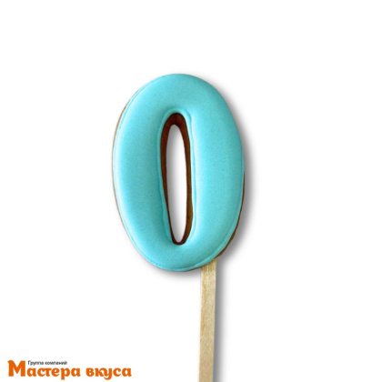 Топпер имбирный пряник-цифра фигурная, голубая - 0 