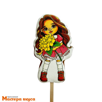 Топпер имбирный пряник "Девушка с букетом", ~12*7 см, 55 гр