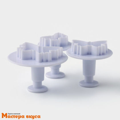 Вырубка-плунжер с выталкивателем БАБОЧКИ, ~3.5/4/4.5 см, (набор 3 шт)