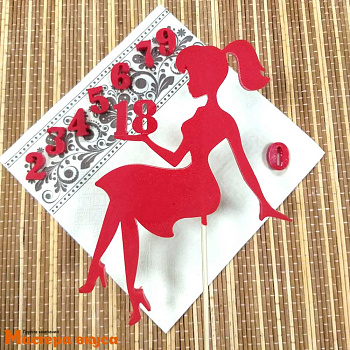 Форма для леденцов силиконовая ДЕВУШКА (топпер) + ЦИФРЫ, 16*12,5 см 